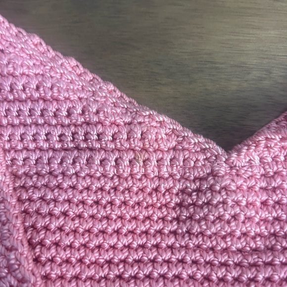 The Sak y2k Pink crochet bag shoulder bag fisherman boho beach knit - Picture 4 of 15